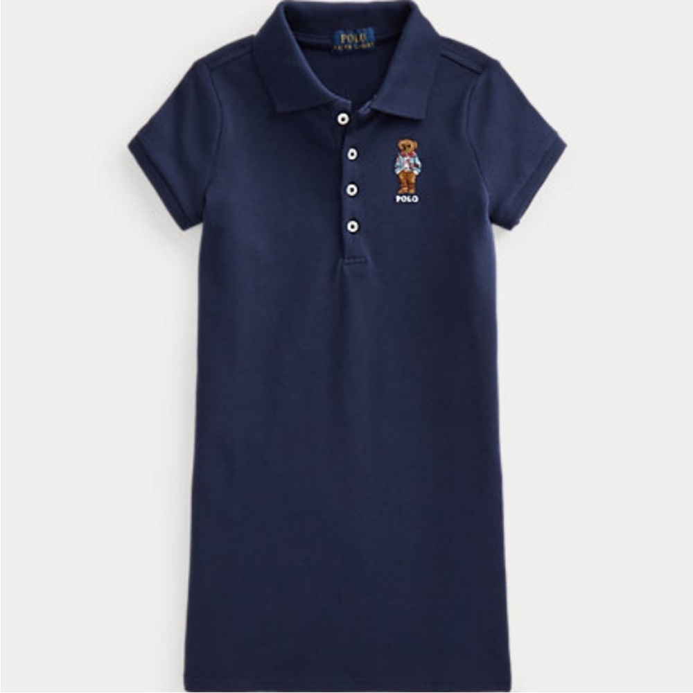 Ralph Lauren Polo Girls Bear Stretch Mesh Polo Dress